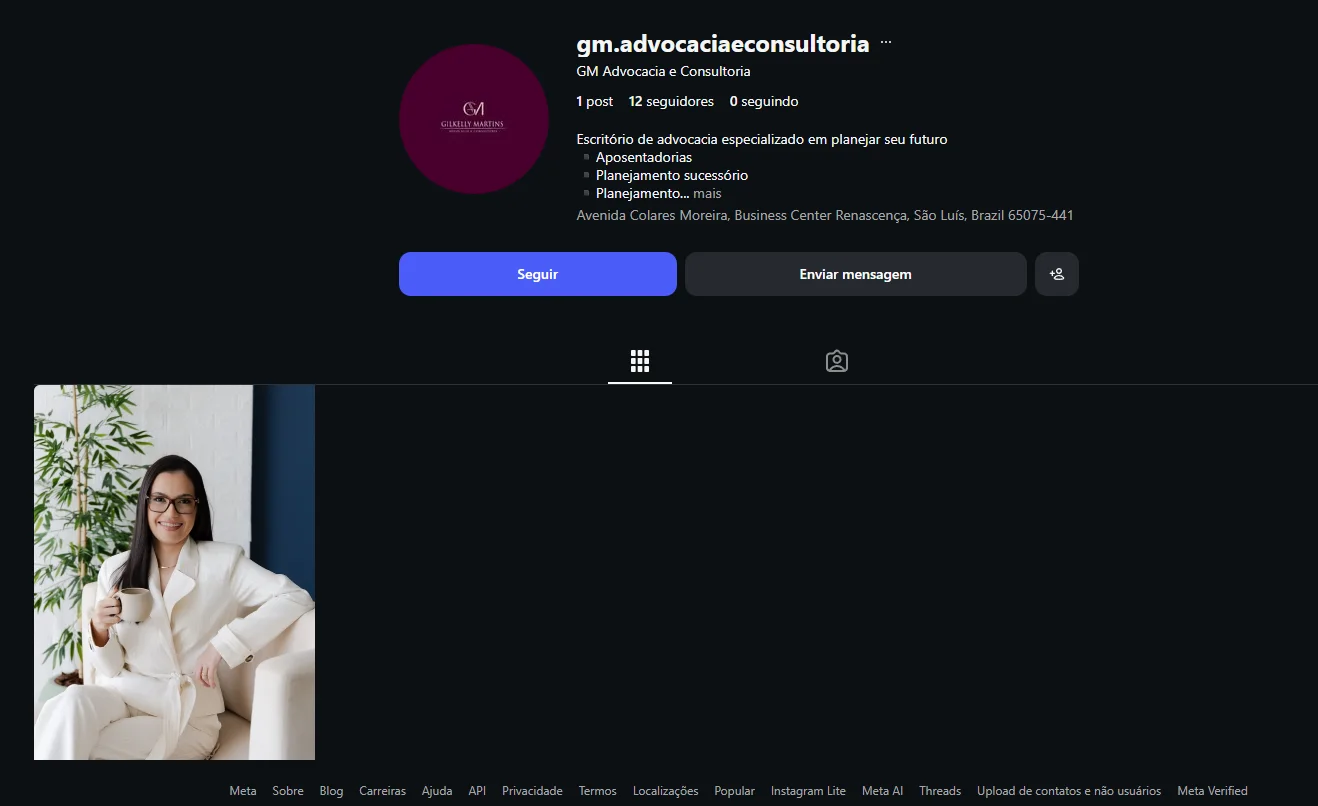 Captura da presença da GM nas redes sociais